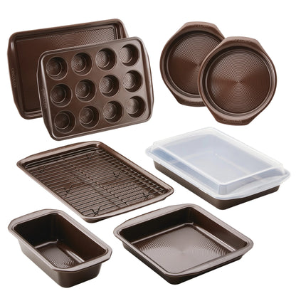 Nonstick Bakeware 10 Piece Bakeware Set, Chocolate Brown