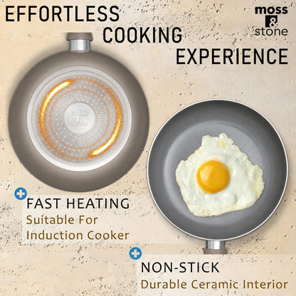 Pots and Pans Set Nonstick, 6-Piece Induction Cookware Set | Dark Grey Kitchen Cookware with Glass Lids Stay-Cool Handles, Frying Pans & Saucepan for Gas, Electric & Induction, PTFE/PFOA