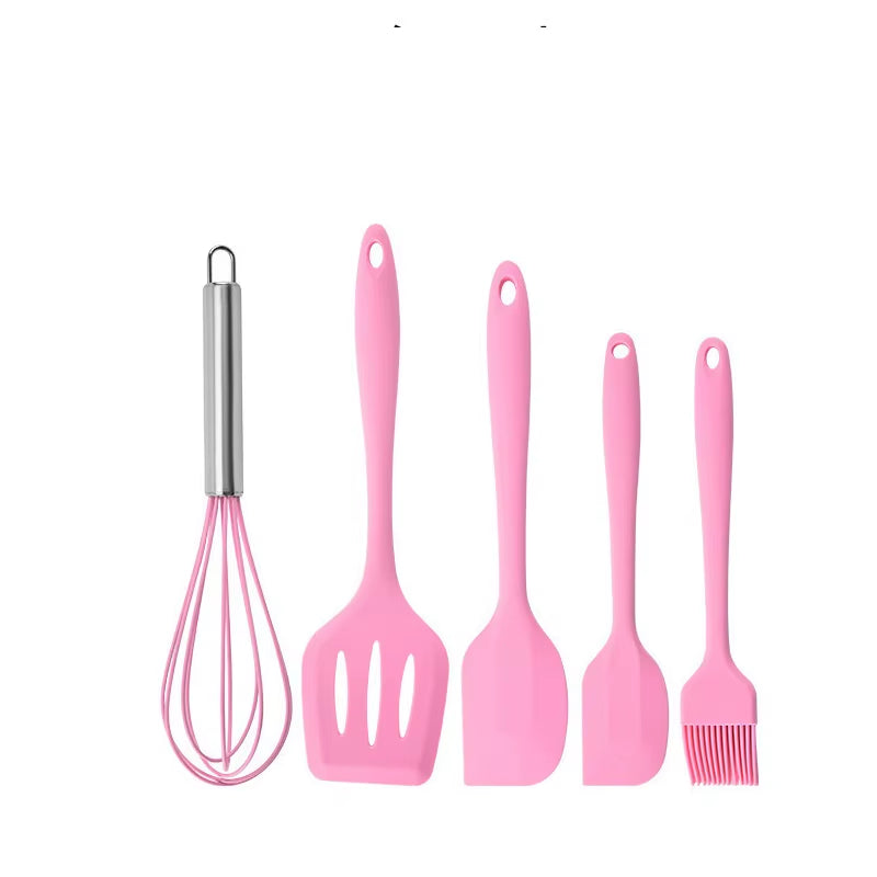 5 Pieces Cooking Utensils Silicone Baking Set Cooking Utensils Rubber Kitchen Utensils Baking Cooking Mixing Tools