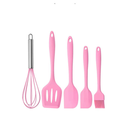 5 Pieces Cooking Utensils Silicone Baking Set Cooking Utensils Rubber Kitchen Utensils Baking Cooking Mixing Tools
