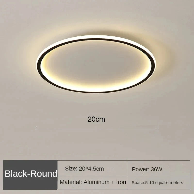 Simple Nordic Style Lighting Ceiling Lamp All White and Black Edge Modern Living Room Lamp Bedroom Home Lighting Decoration