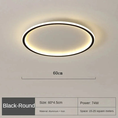 Simple Nordic Style Lighting Ceiling Lamp All White and Black Edge Modern Living Room Lamp Bedroom Home Lighting Decoration