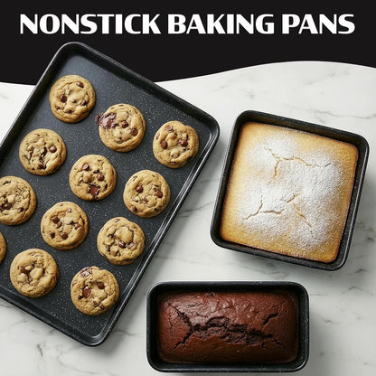 20 Pc Pots and Pans Set Non Stick, Pots and Pans Ceramic Cookware Set with Square Pan, Pot and Pan Set with Bakeware/Utensils, Non Stick Pots and Pan Set, Oven/Dishwasher Safe, Black