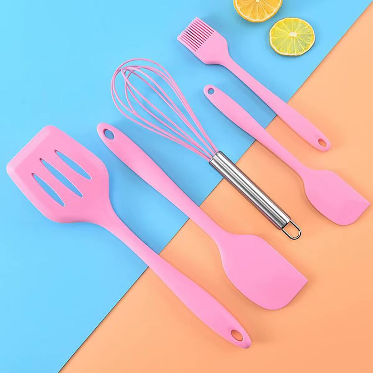 5 Pieces Cooking Utensils Silicone Baking Set Cooking Utensils Rubber Kitchen Utensils Baking Cooking Mixing Tools