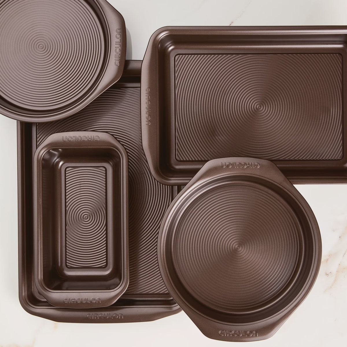 Bakeware Nonstick 5 Pc Bakeware Set, Chocolate Brown