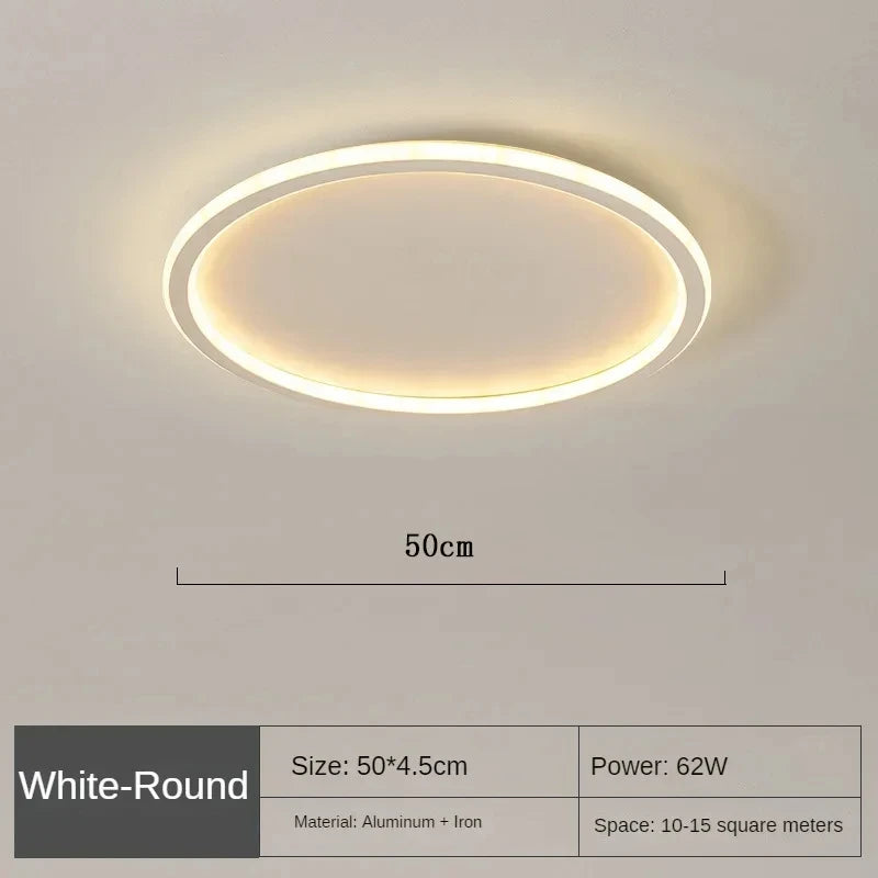 Simple Nordic Style Lighting Ceiling Lamp All White and Black Edge Modern Living Room Lamp Bedroom Home Lighting Decoration