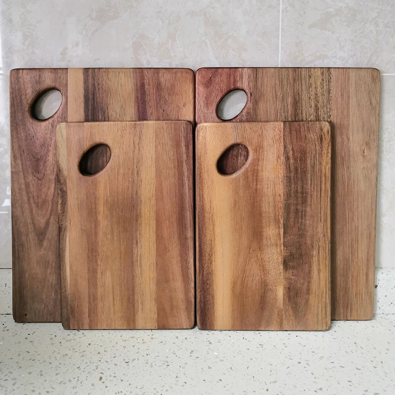 High Quality Acacia Wood Cutting Board ,Practical Double-Sided Wooden Cutting Board, Regular Bread Board with Oval Handle