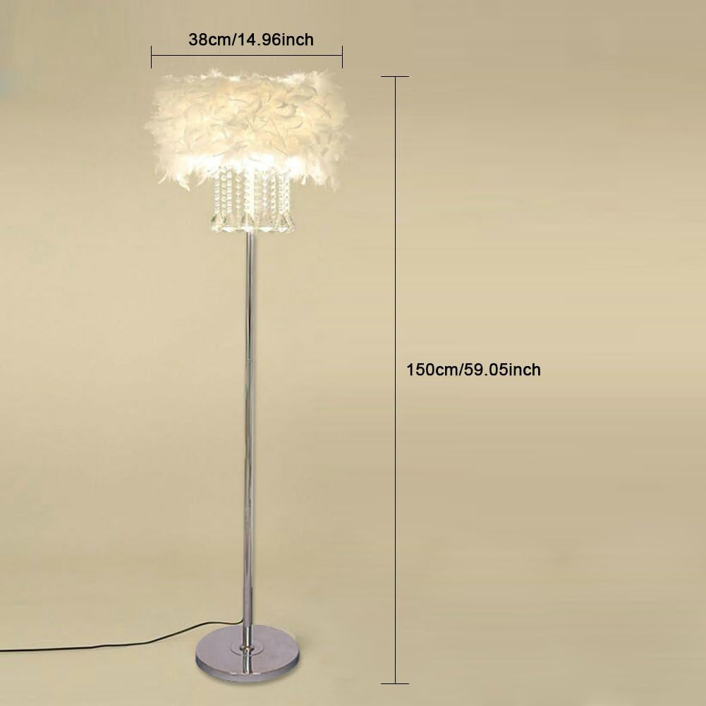 Lighting KU300180 Modern and Simple Crystal Floor Lamp Home Lighting for Living Room Bedroom, Lampshade White,3 Lights