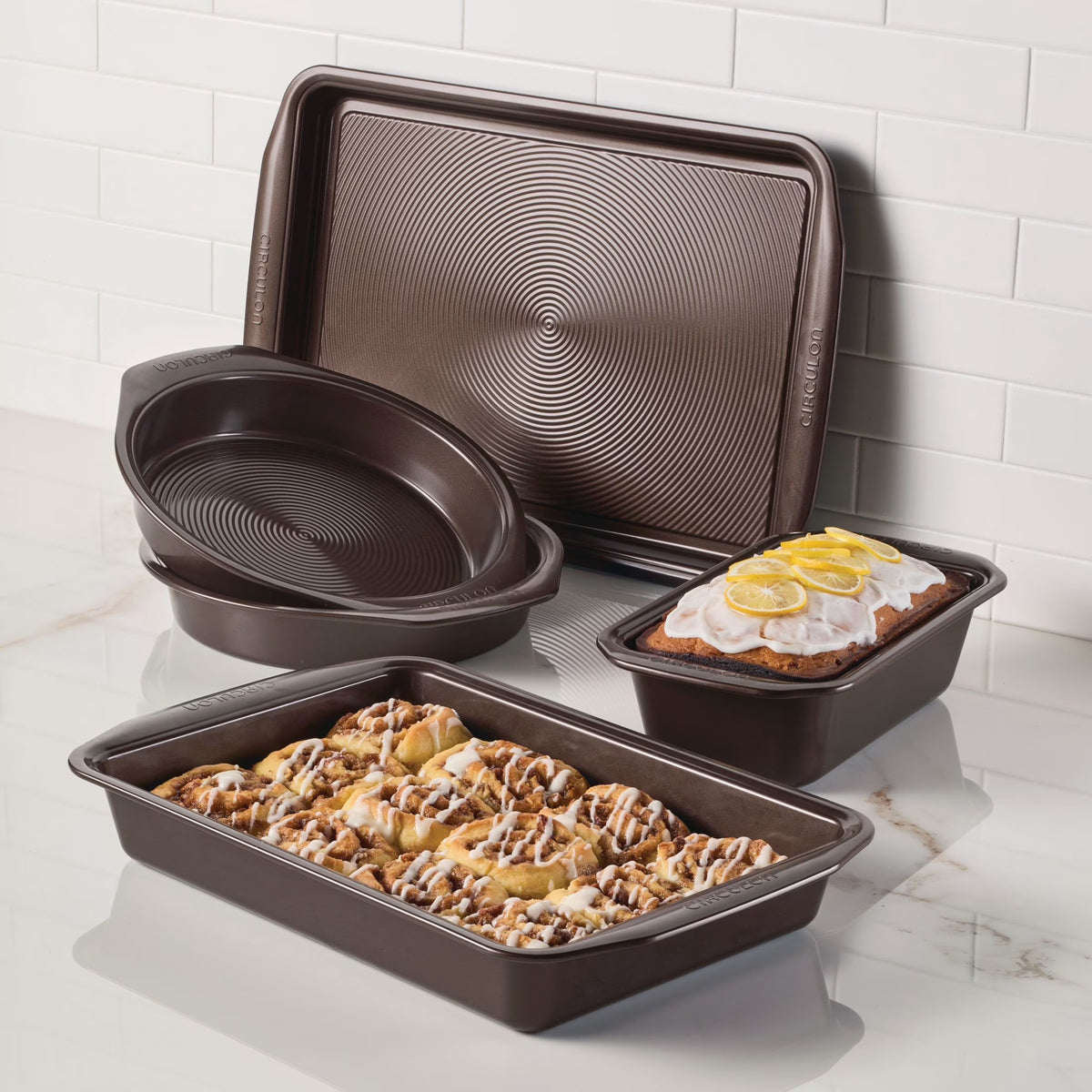 Bakeware Nonstick 5 Pc Bakeware Set, Chocolate Brown