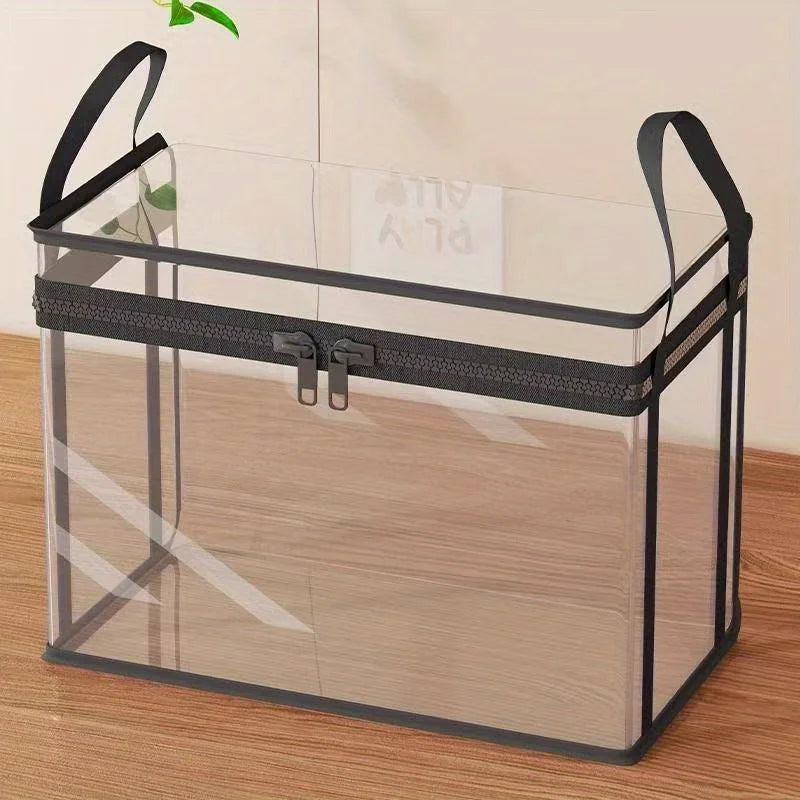 2-Pack Large Transparent Storage Boxes, Foldable and Space-Saving with Flip Lids, Large Rectangular Organizer Boxes with Front Lids and Covers, Space-Saving Design Suitable for Books, Clothes, Office, Home, Travel, Durable Plastic Containers, Storage Boxes, Home Organization