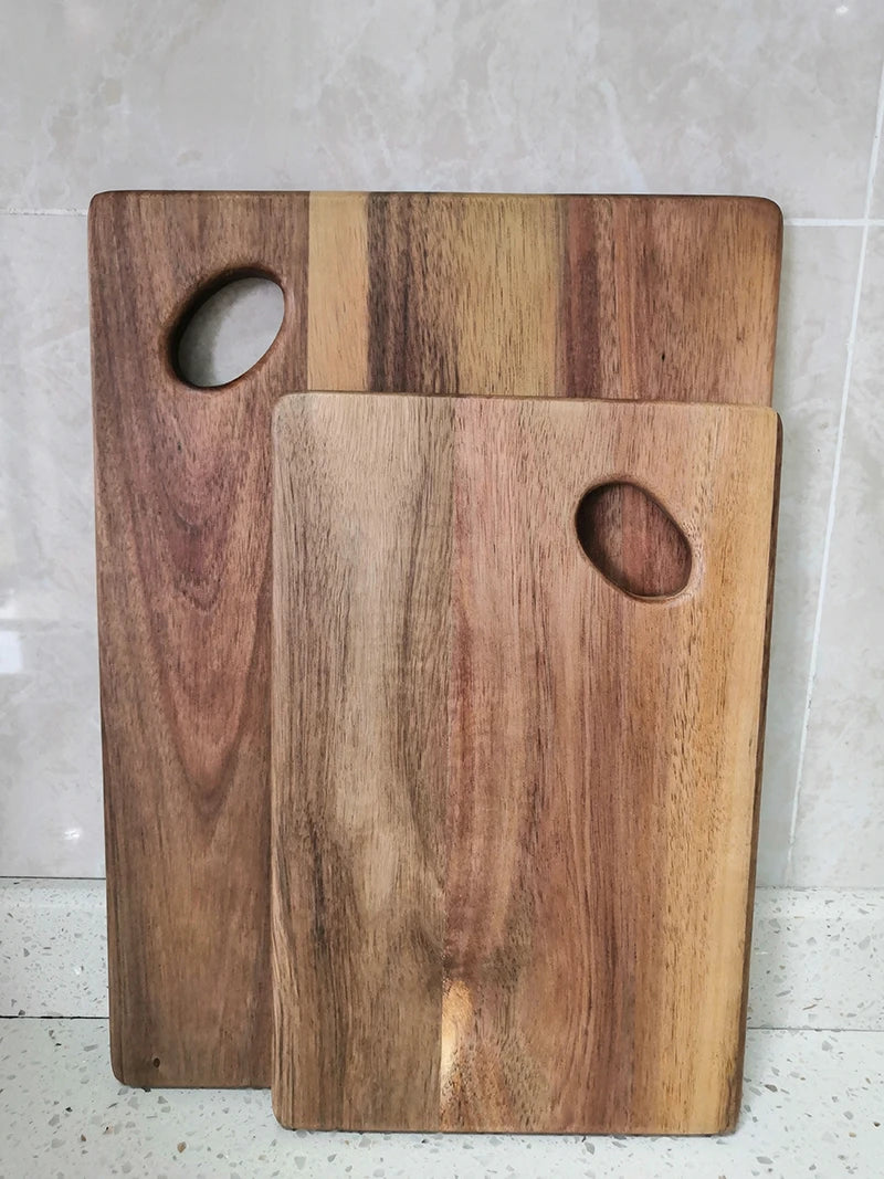 High Quality Acacia Wood Cutting Board ,Practical Double-Sided Wooden Cutting Board, Regular Bread Board with Oval Handle