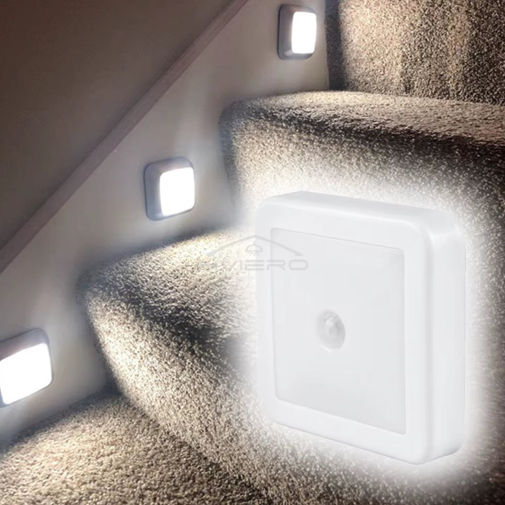LED Night Light Smart Motion Sensor Battery USB Charging Operated Bedside Lamp Living Room Hallway Pathway Toilet Home Lighting