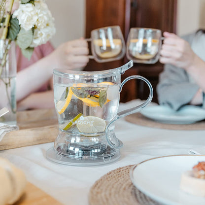 Aberdeen Smart Tea Maker Bpa-Free Tea Infuser Clear 17.7 Oz (525Ml) | Drip-Free Bottom Dispenser, Coaster, Easy Brewing, Simple Cleanup, Tritan Build, Loose-Leaf Steeping, Stylish Design
