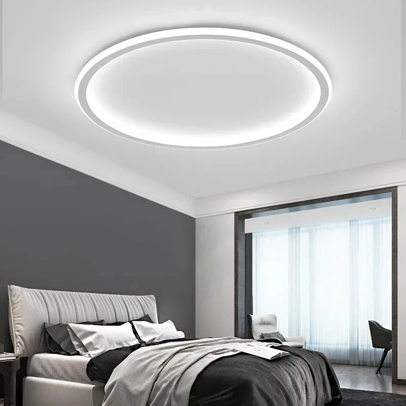Simple Nordic Style Lighting Ceiling Lamp All White and Black Edge Modern Living Room Lamp Bedroom Home Lighting Decoration