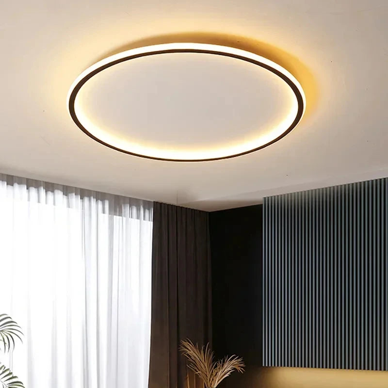 Simple Nordic Style Lighting Ceiling Lamp All White and Black Edge Modern Living Room Lamp Bedroom Home Lighting Decoration