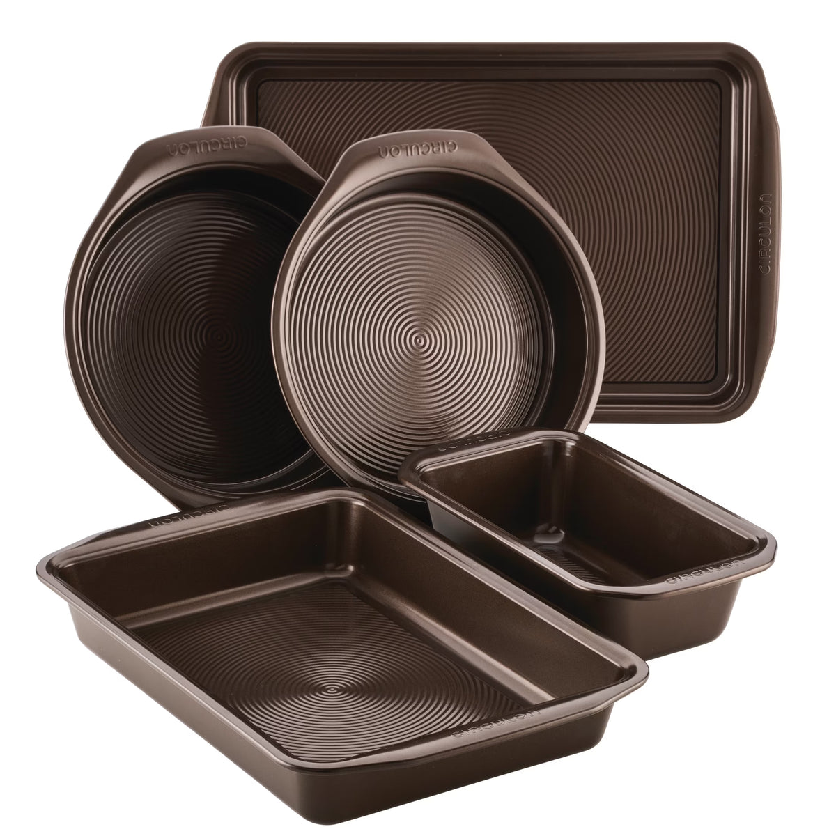 Bakeware Nonstick 5 Pc Bakeware Set, Chocolate Brown