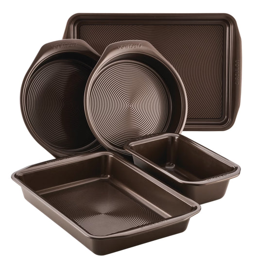 Bakeware Nonstick 5 Pc Bakeware Set, Chocolate Brown