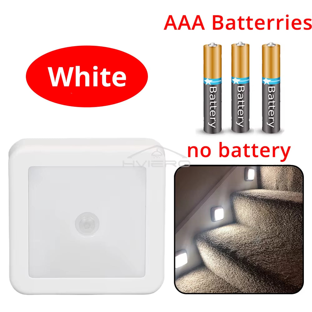 LED Night Light Smart Motion Sensor Battery USB Charging Operated Bedside Lamp Living Room Hallway Pathway Toilet Home Lighting