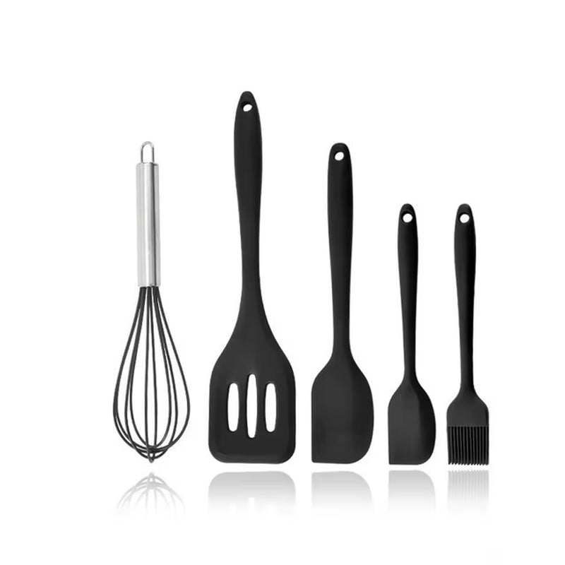 5 Pieces Cooking Utensils Silicone Baking Set Cooking Utensils Rubber Kitchen Utensils Baking Cooking Mixing Tools