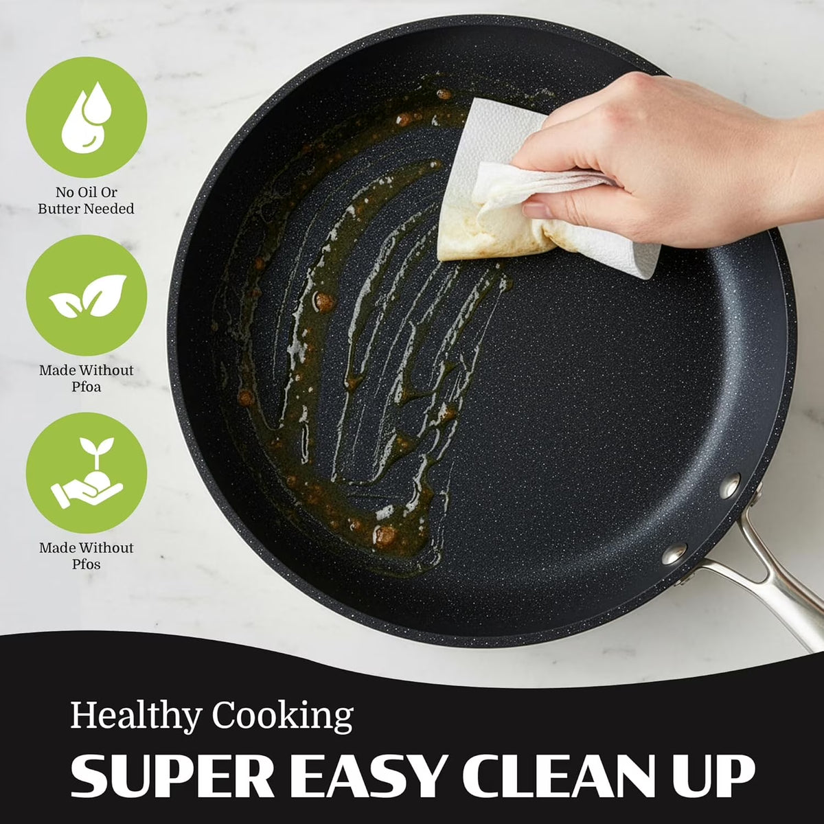 20 Pc Pots and Pans Set Non Stick, Pots and Pans Ceramic Cookware Set with Square Pan, Pot and Pan Set with Bakeware/Utensils, Non Stick Pots and Pan Set, Oven/Dishwasher Safe, Black